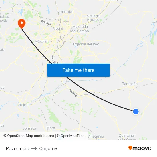 Pozorrubio to Quijorna map