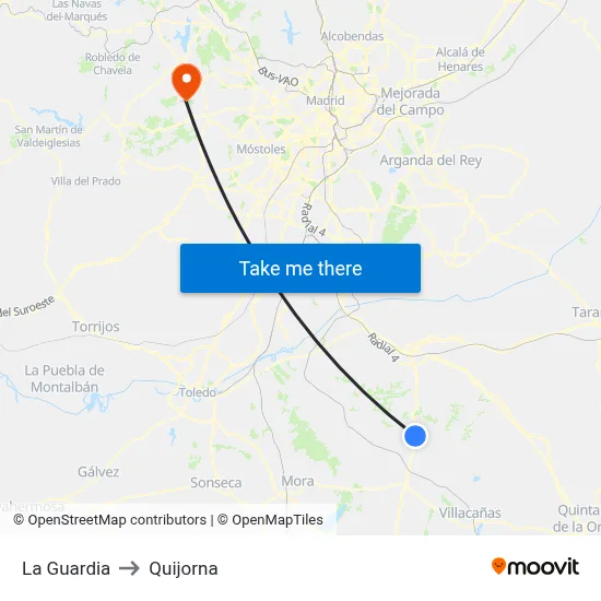 La Guardia to Quijorna map