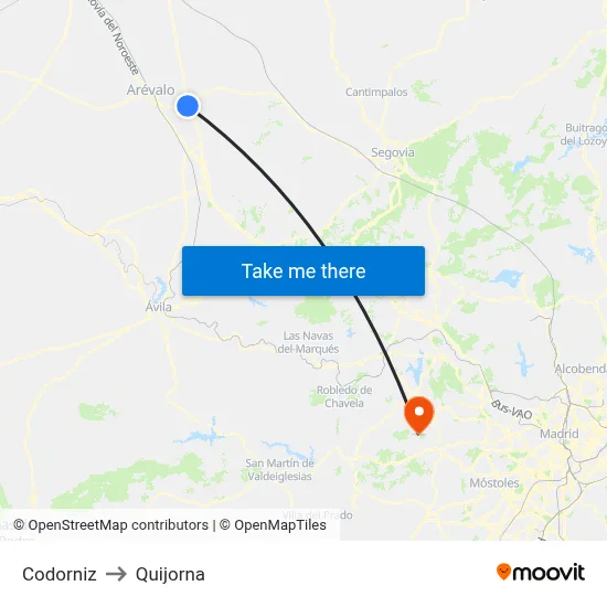 Codorniz to Quijorna map