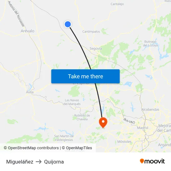 Migueláñez to Quijorna map