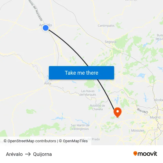 Arévalo to Quijorna map