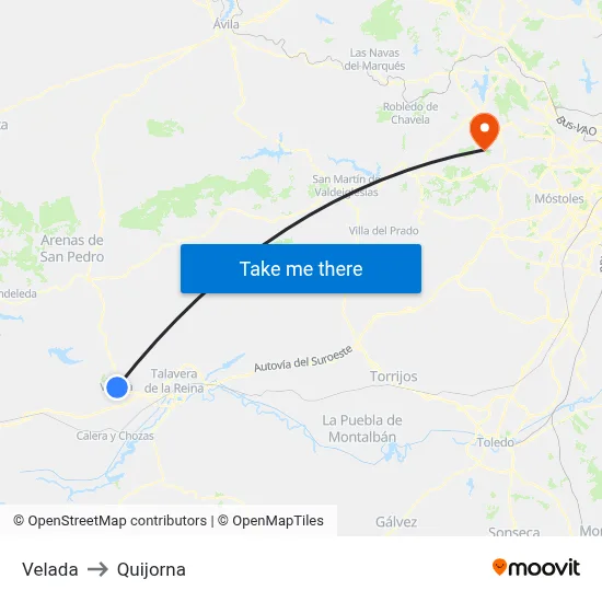 Velada to Quijorna map