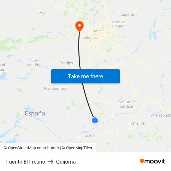 Fuente El Fresno to Quijorna map