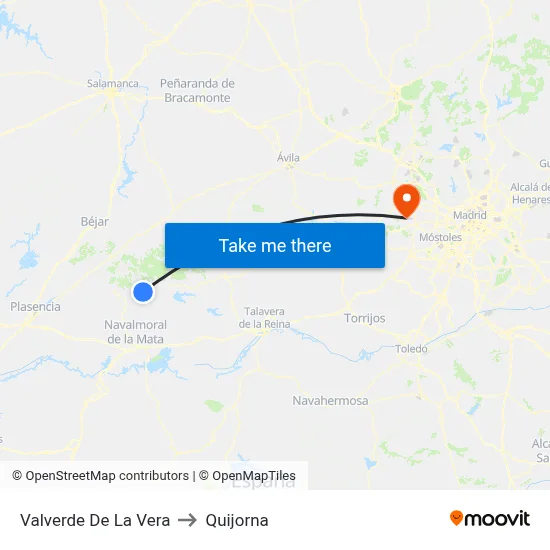 Valverde De La Vera to Quijorna map