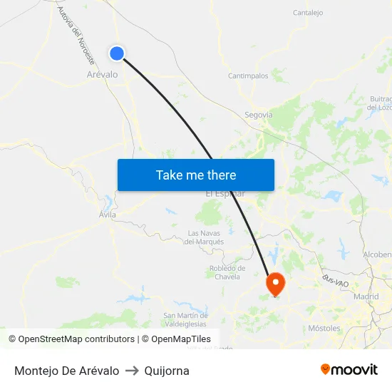Montejo De Arévalo to Quijorna map
