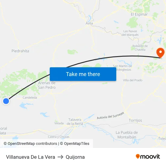 Villanueva De La Vera to Quijorna map
