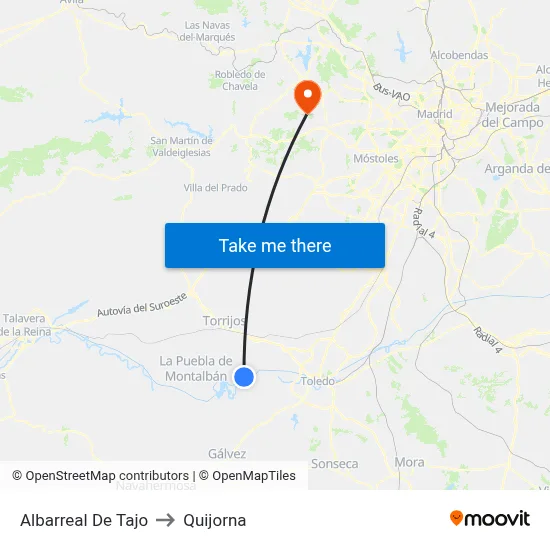 Albarreal De Tajo to Quijorna map