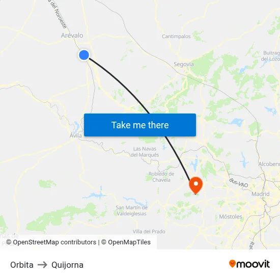 Orbita to Quijorna map