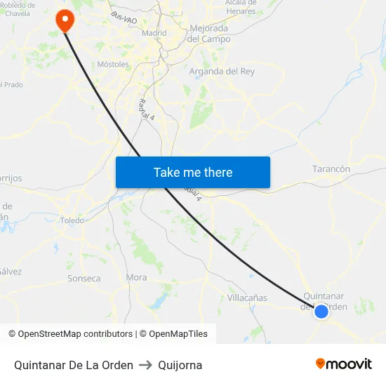 Quintanar De La Orden to Quijorna map