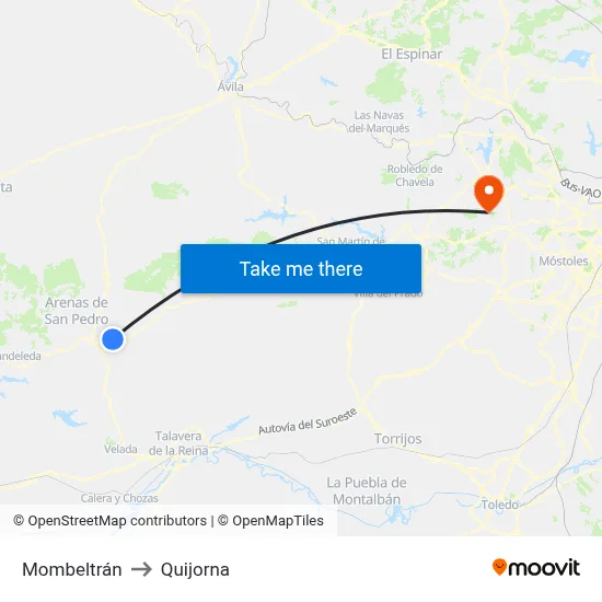 Mombeltrán to Quijorna map