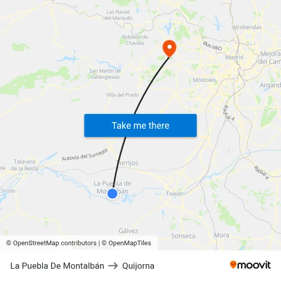 La Puebla De Montalbán to Quijorna map