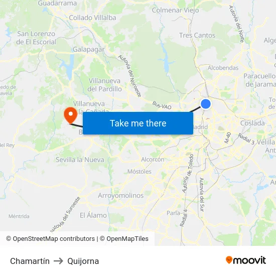 Chamartín to Quijorna map