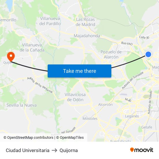 Ciudad Universitaria to Quijorna map