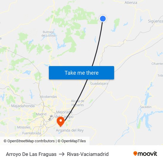 Arroyo De Las Fraguas to Rivas-Vaciamadrid map