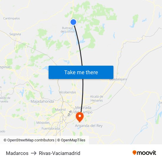 Madarcos to Rivas-Vaciamadrid map