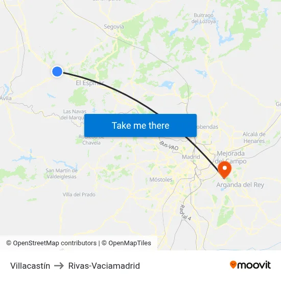 Villacastín to Rivas-Vaciamadrid map