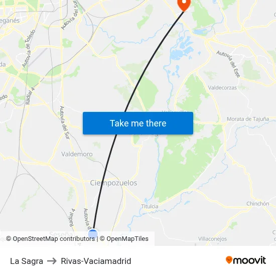 La Sagra to Rivas-Vaciamadrid map