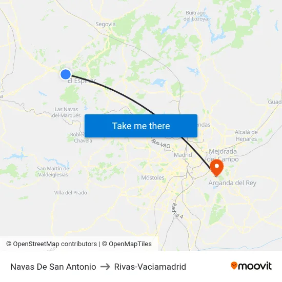 Navas De San Antonio to Rivas-Vaciamadrid map