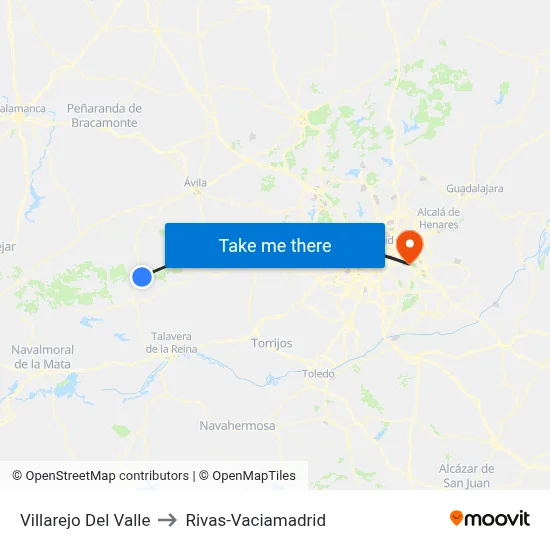 Villarejo Del Valle to Rivas-Vaciamadrid map