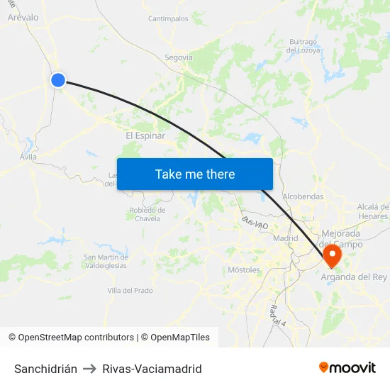 Sanchidrián to Rivas-Vaciamadrid map