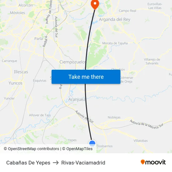 Cabañas De Yepes to Rivas-Vaciamadrid map