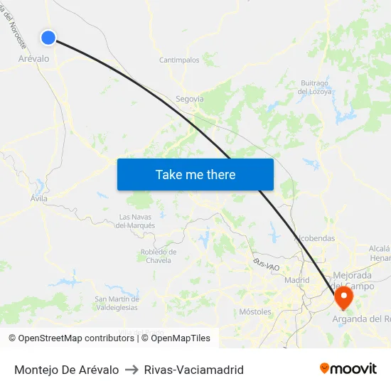 Montejo De Arévalo to Rivas-Vaciamadrid map