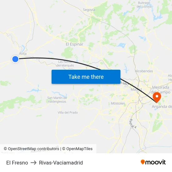 El Fresno to Rivas-Vaciamadrid map