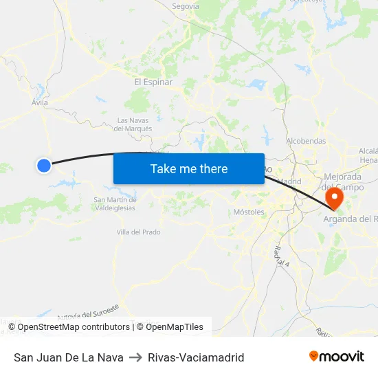 San Juan De La Nava to Rivas-Vaciamadrid map