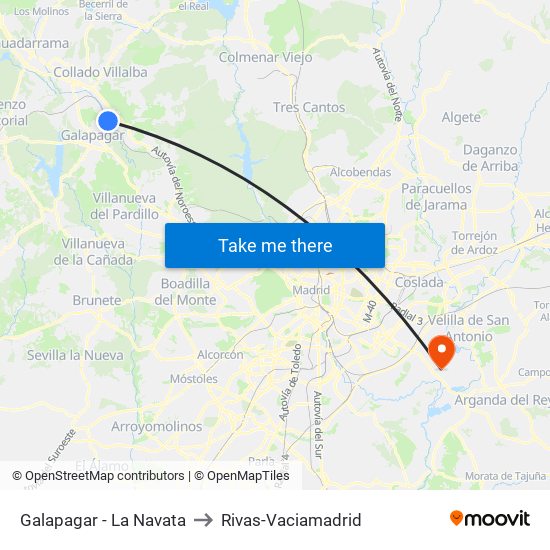 Galapagar - La Navata to Rivas-Vaciamadrid map