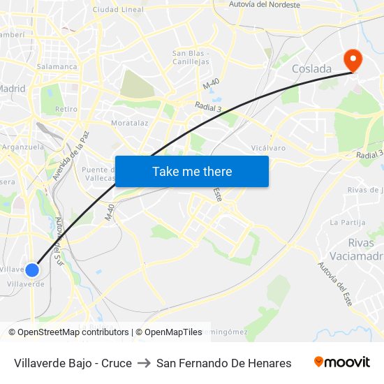 Villaverde Bajo - Cruce to San Fernando De Henares map