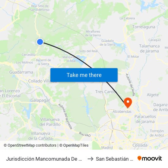 Jurisdicción Mancomunada De Cerdedilla Y Navacerrada to San Sebastián De Los Reyes map