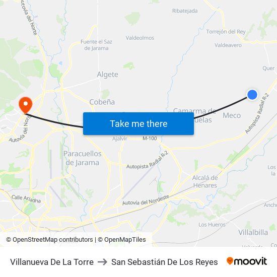 Villanueva De La Torre to San Sebastián De Los Reyes map