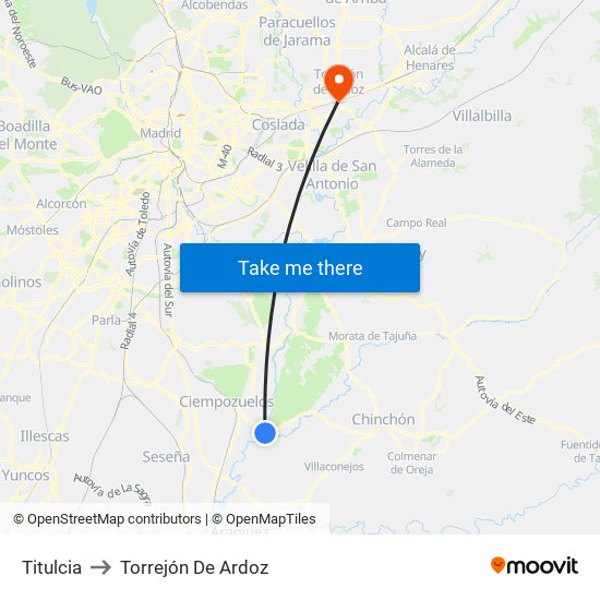 Titulcia to Torrejón De Ardoz map