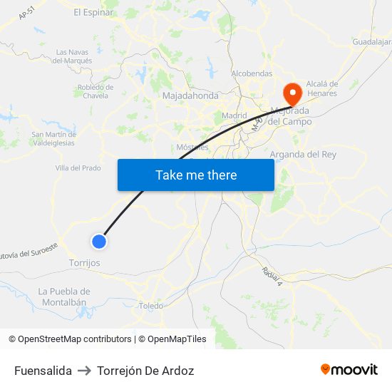 Fuensalida to Torrejón De Ardoz map