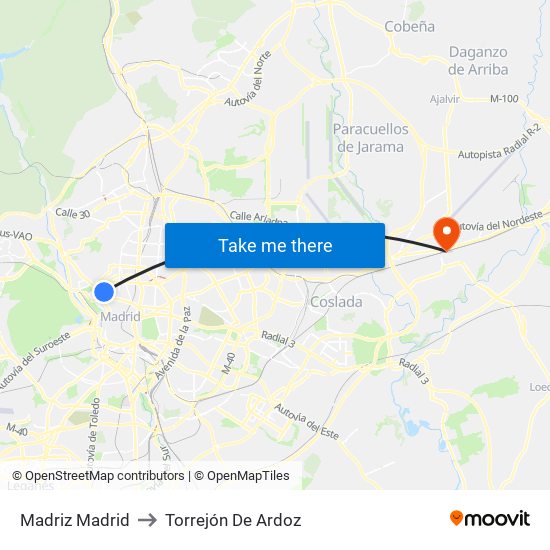 Madriz Madrid to Torrejón De Ardoz map