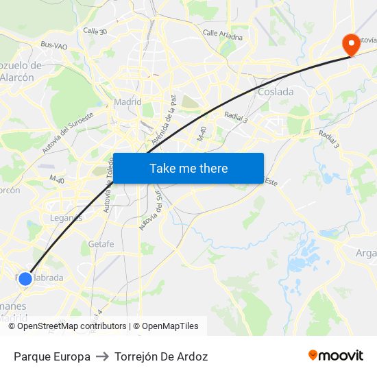 Parque Europa to Torrejón De Ardoz map