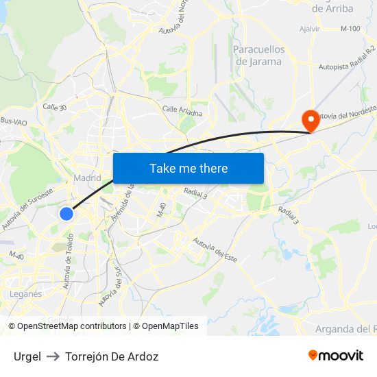 Urgel to Torrejón De Ardoz map