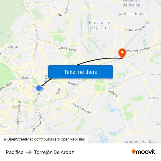 Pacífico to Torrejón De Ardoz map