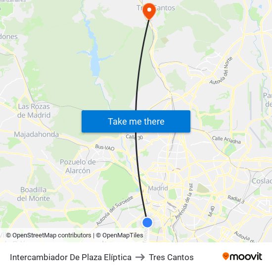 Intercambiador De Plaza Elíptica to Tres Cantos map
