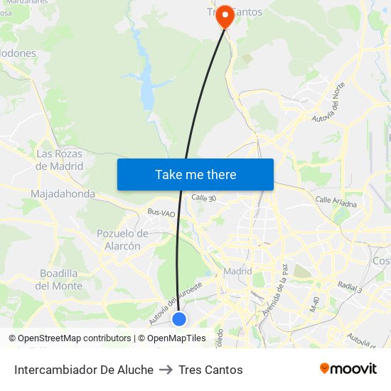 Intercambiador De Aluche to Tres Cantos map