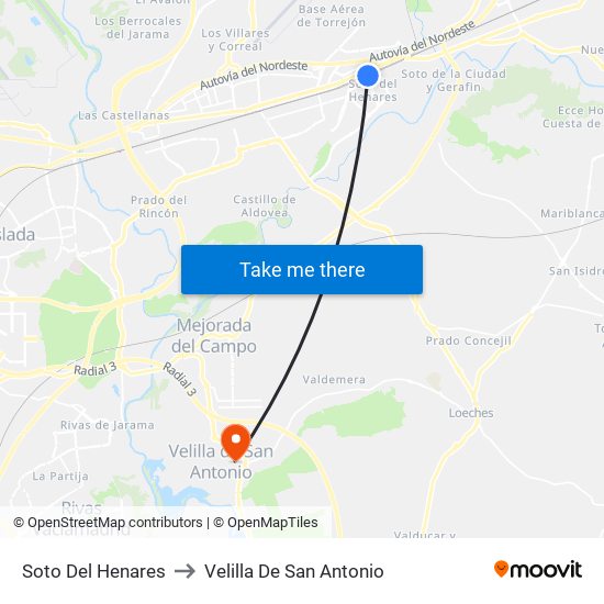 Soto Del Henares to Velilla De San Antonio map