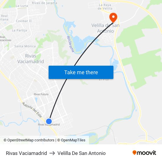 Rivas Vaciamadrid to Velilla De San Antonio map