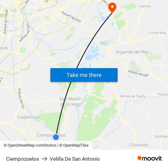 Ciempozuelos to Velilla De San Antonio map
