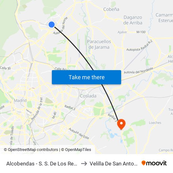 Alcobendas - S. S. De Los Reyes to Velilla De San Antonio map