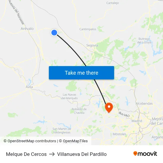 Melque De Cercos to Villanueva Del Pardillo map