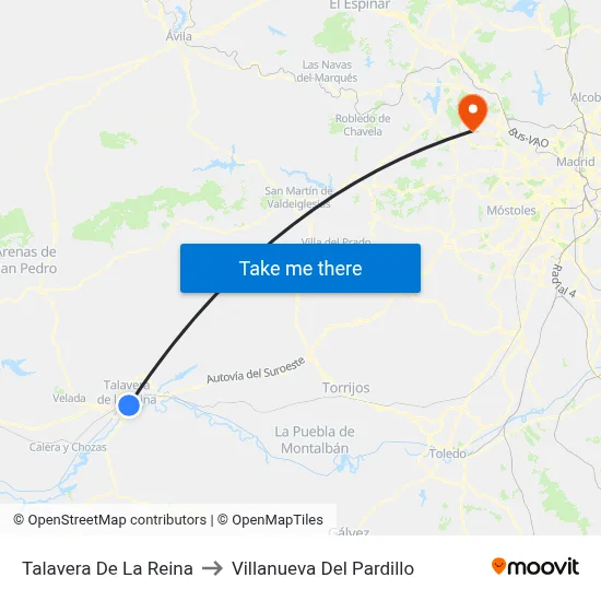 Talavera De La Reina to Villanueva Del Pardillo map