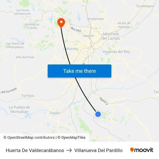 Huerta De Valdecarábanos to Villanueva Del Pardillo map