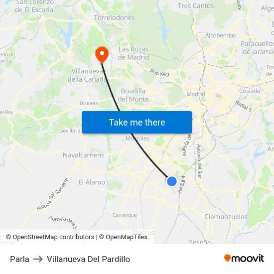 Parla to Villanueva Del Pardillo map