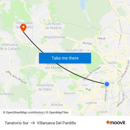 Tanatorio Sur to Villanueva Del Pardillo map