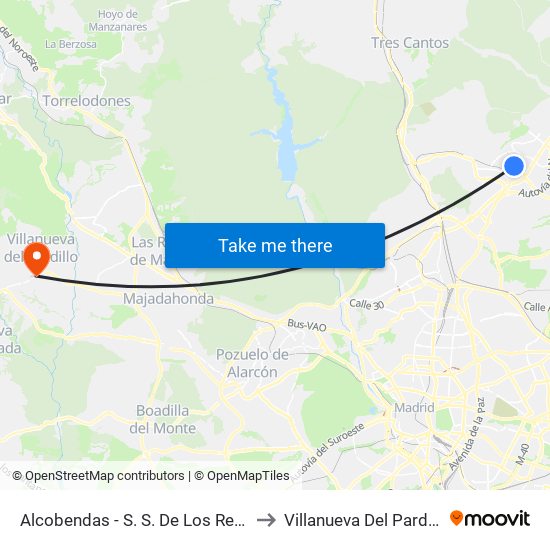 Alcobendas - S. S. De Los Reyes to Villanueva Del Pardillo map